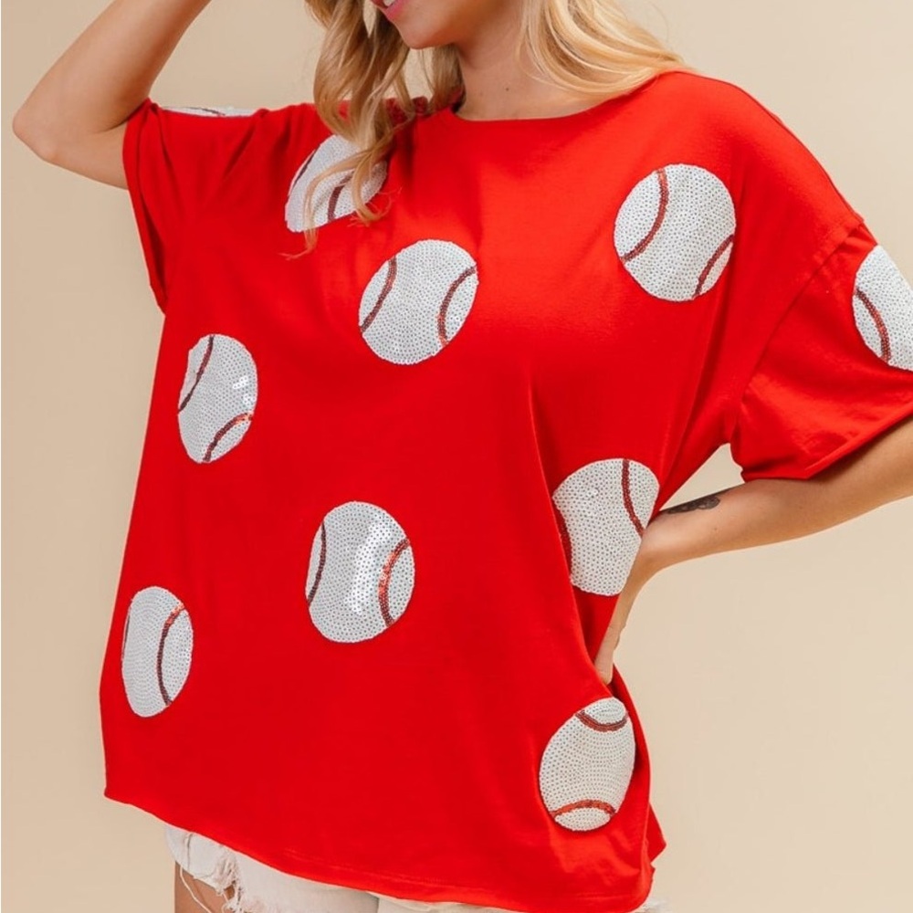 Baseball Sequin Tee